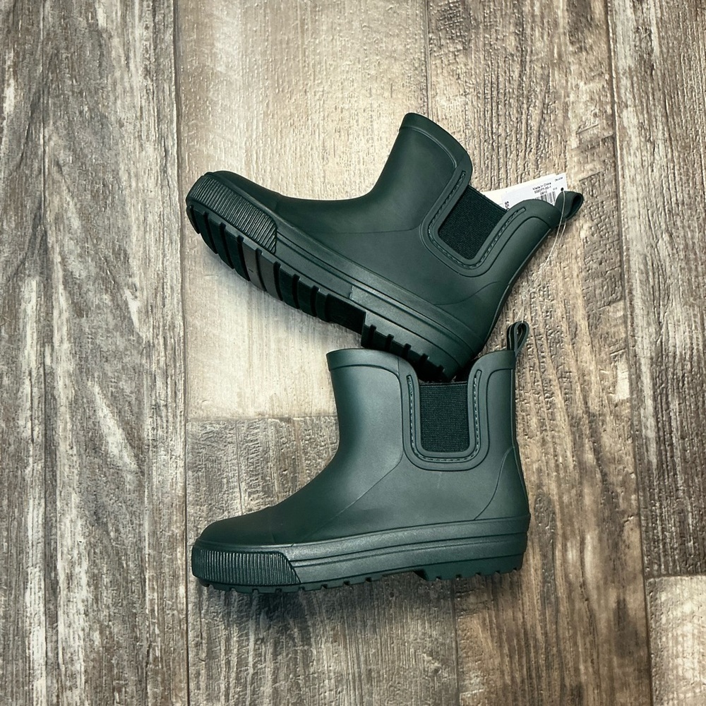 Kids Waterproof Chelsea Rain Boots in Dark Green Size 9/10 - Picture 10 of 16